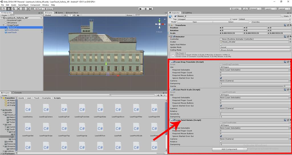 Leantouch_Vuforia_AR In Unity